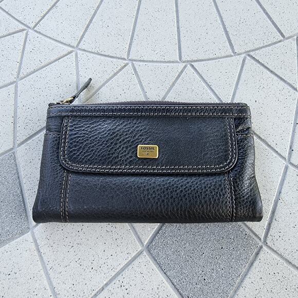 Fossil Emma Pebbled Leather Bi-Fold Wallet Clutch - Picture 3 of 12